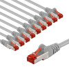 Kabel krosowy (patchcord) Goobay CAT 6 S/FTP (PiMF), 5 m, szary, zestaw 10 szt., żyła miedziana (CU), powłoka bezhalogenowa (LSZH)