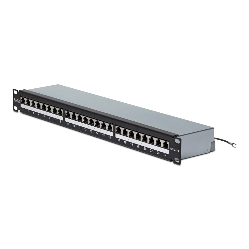 StarTech.com C6APANELSTP241UPD 24-portowy 1U ekranowany panel krosowy Cat6A, 110 punch-down, do montażu w szafie rack, RJ45 STP, 48.3 cm (19"), srebrny