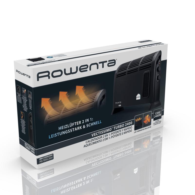 Rowenta Vectissimo Turbo CO3035F1 grzejnik konwektorowy z wentylatorem, 2400 W, czarny