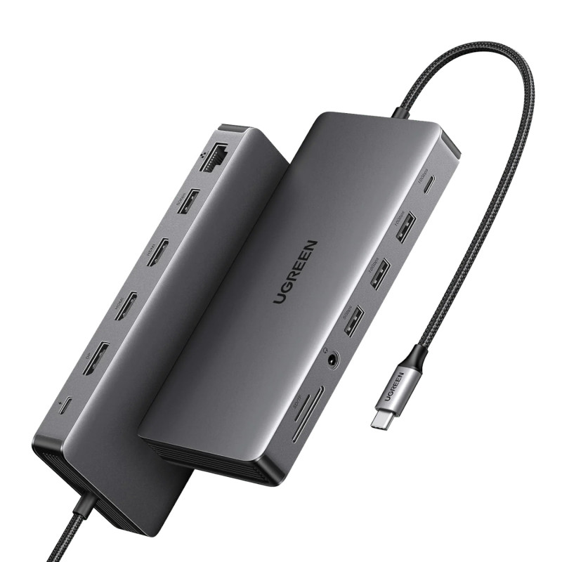 Stacja dokująca USB-C do laptopa Ugreen Revodok Pro 313 (15978), UGR1851, 100 W, szara