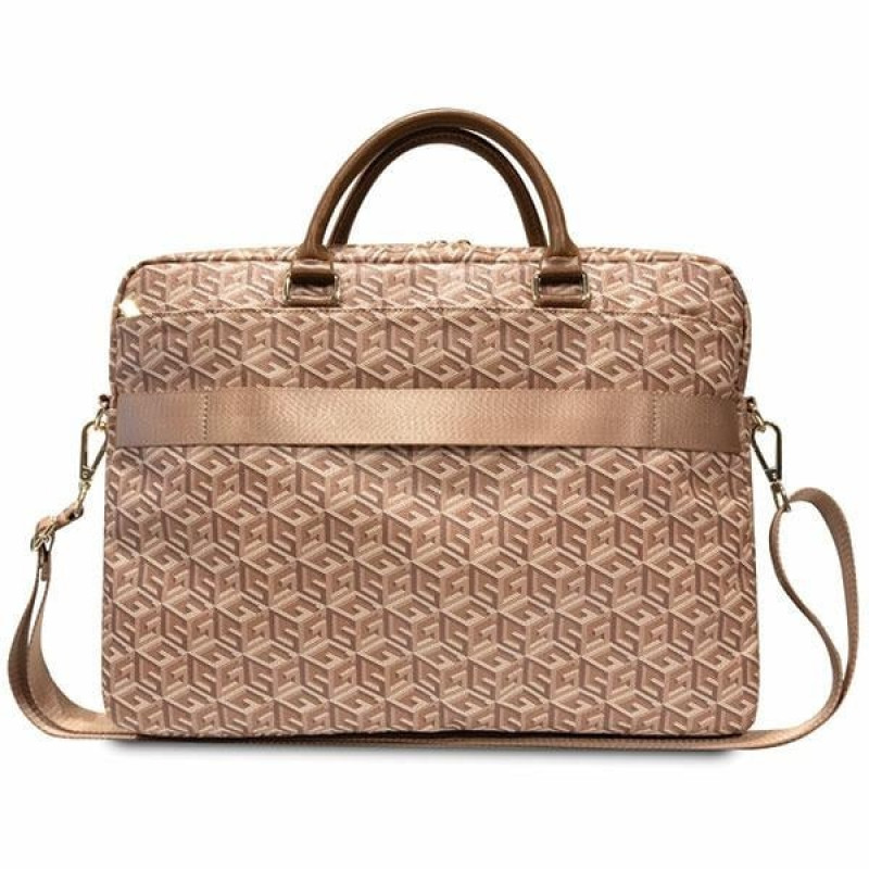 Torba na laptopa Guess GCube Stripes GUCB15HGCFSEW, do 16 cali, brązowa