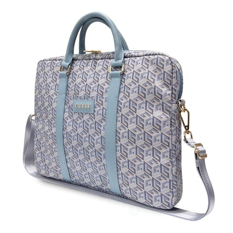 Torba na laptopa Guess GCube Stripes GUCB15HGCFSEB, do 16 cali, niebieska