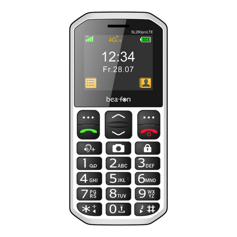 Beafon SL280pro LTE 4G Silver Line telefon komórkowy z dużymi przyciskami, czarno-biały