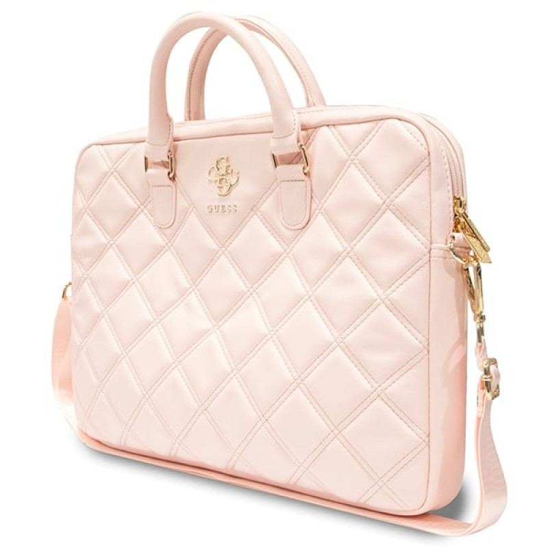 Torba na laptopa Guess GUCB15ZPSQSSGP 16-calowa, Quilted 4G, różowa