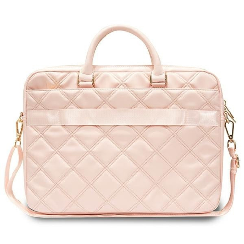 Torba na laptopa Guess GUCB15ZPSQSSGP 16-calowa, Quilted 4G, różowa