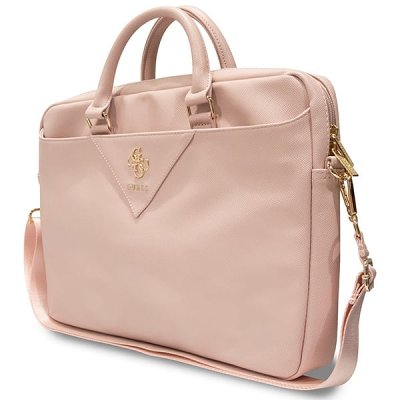 Torba na laptopa Guess GUCB15ZPGSTEGP 16-inch, Triangle 4G, różowa