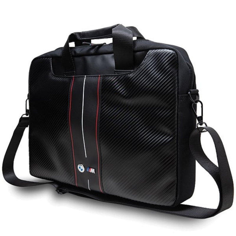 Torba na laptopa BMW BMCB15COMSCAKR 15", Carbon Red Stripes, czarna