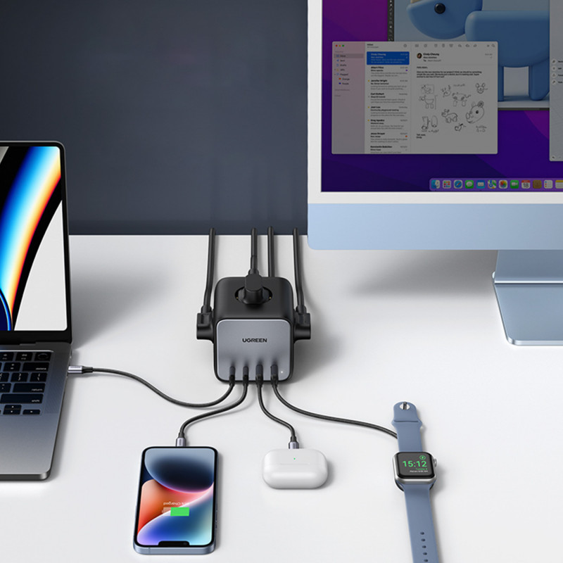 Ugreen CD268 Listwa zasilająca sześcienna 65W USB-A/USB-C + 3x AC, czarna