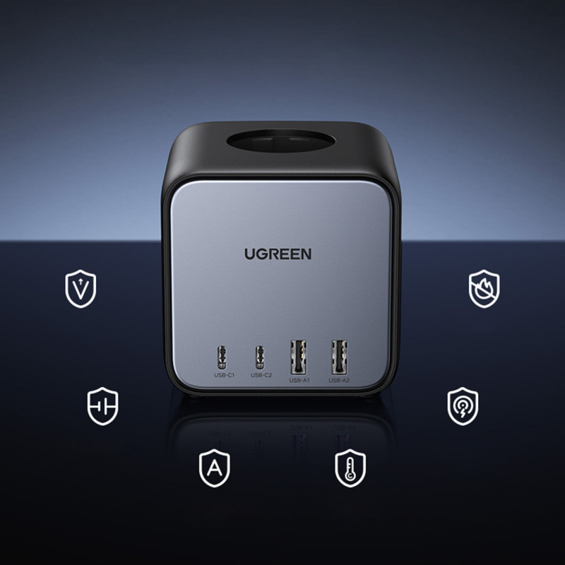 Ugreen CD268 Listwa zasilająca sześcienna 65W USB-A/USB-C + 3x AC, czarna
