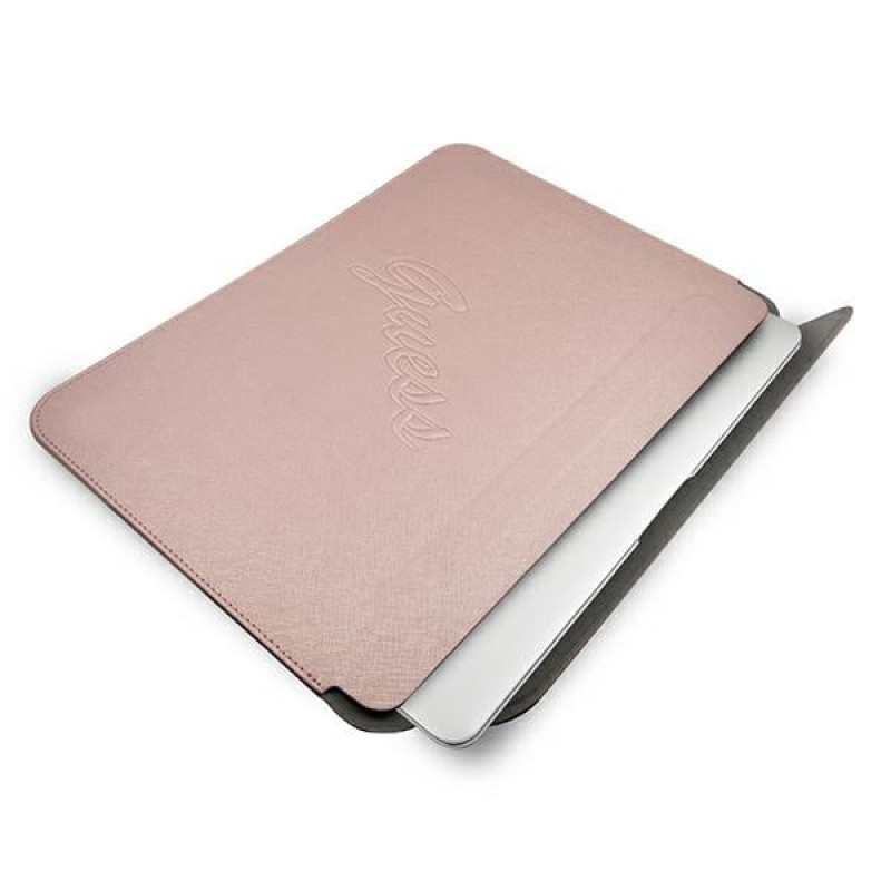 Etui na 13" laptop Guess GUCS13PUSASPI Saffiano Script, różowe