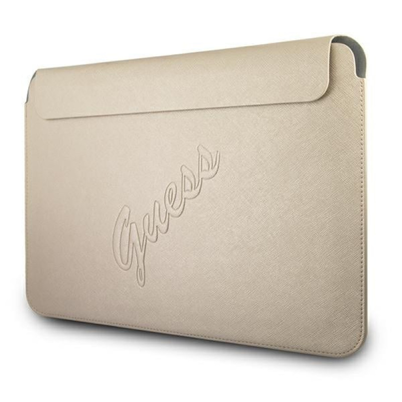 Etui na 13" laptop Guess GUCS13PUSASLG Saffiano Script, złote