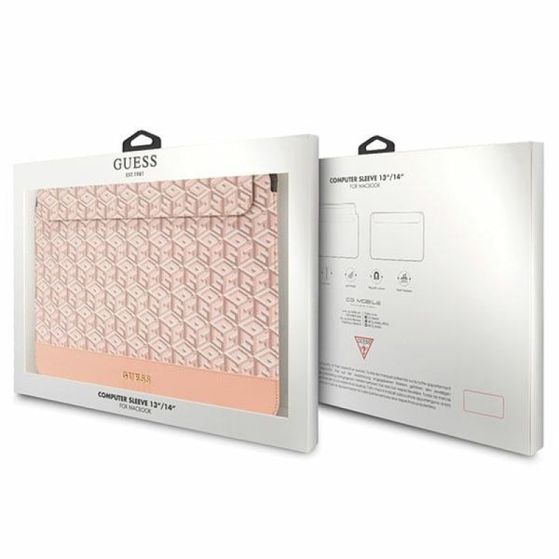 Etui na laptopa Guess GUCS14HGCFSEP 14", GCube Stripes, różowy