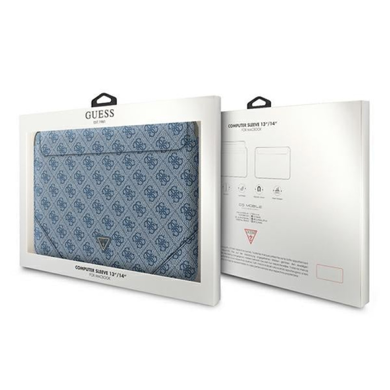 Etui na laptopa Guess GUCS14P4TB 13/14 cala, 4G Uptown Triangle, niebieski