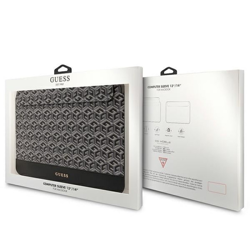 Etui na laptopa Guess GUCS14HGCFSEK 14 cali, GCube Stripes, czarny