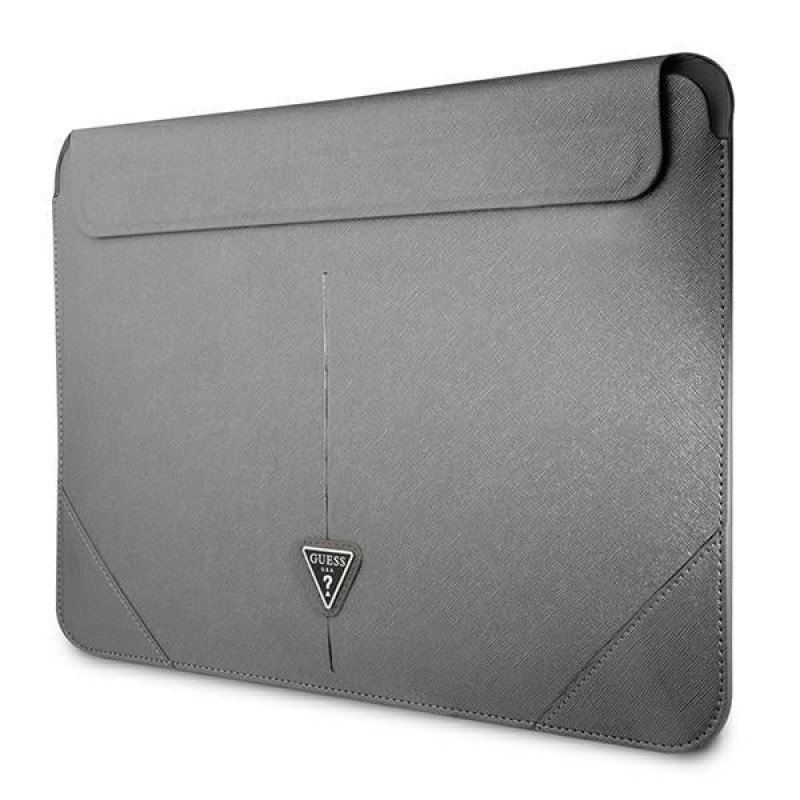 Etui na laptopa Guess GUCS14PSATLG 13/14 cala, Saffiano Triangle, srebrne