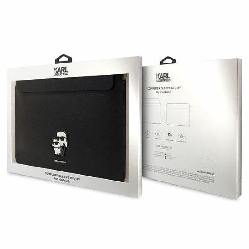 Karl Lagerfeld KLCS14SAKCPMK Etui na laptopa 14", czarne, Saffiano Karl&Choupette