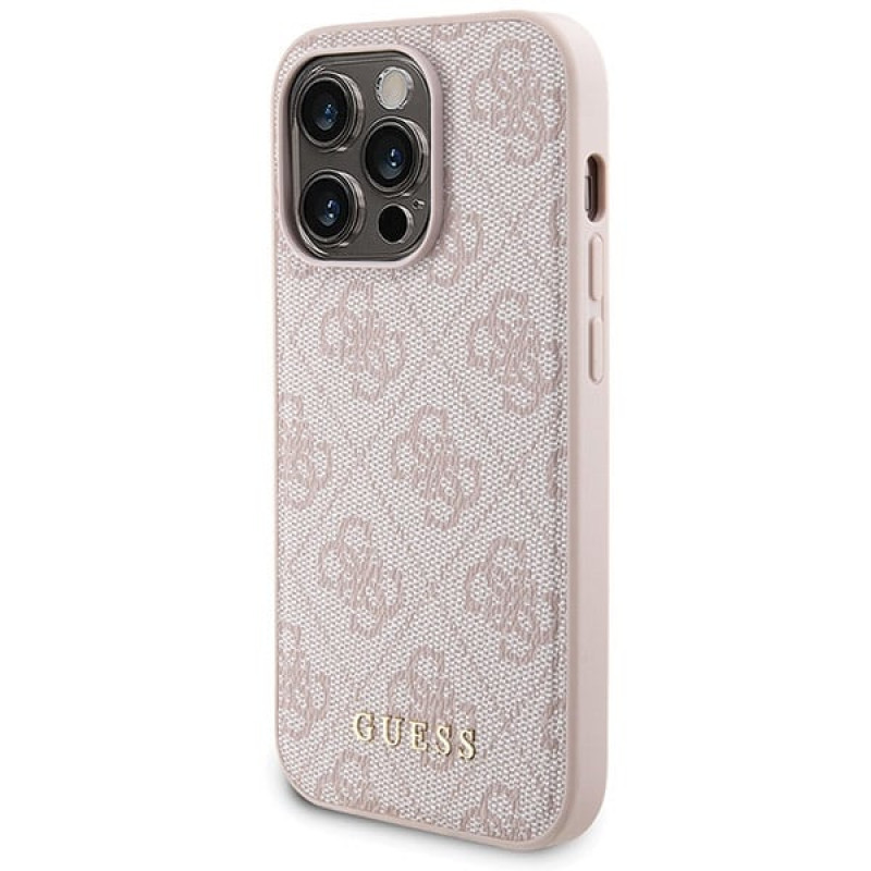 Guess GUBPM5P14L4GEMGP Apple iPhone 14 Pro etui twarde + powerbank MagSafe 5000 mAh, 4G Metal Logo, różowy