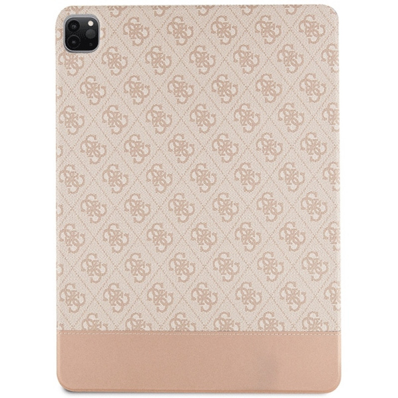 Guess GUFCP12PS4SGP Apple iPad Pro 12.9" (2020/2021/2022, 4./5./6. generacja) etui bookcase, 4G Stripe Allover, różowy