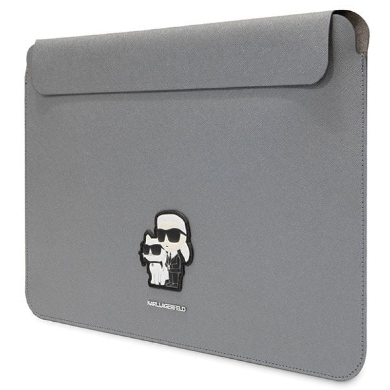 Karl Lagerfeld KLCS16SAKCPMG Etui na laptopa 16", srebrne, Saffiano Karl&Choupette