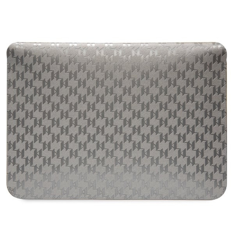 Etui na laptopa Karl Lagerfeld KLCS14SAKHPCG na 14 cali, srebrne, Saffiano Monogram Choupette