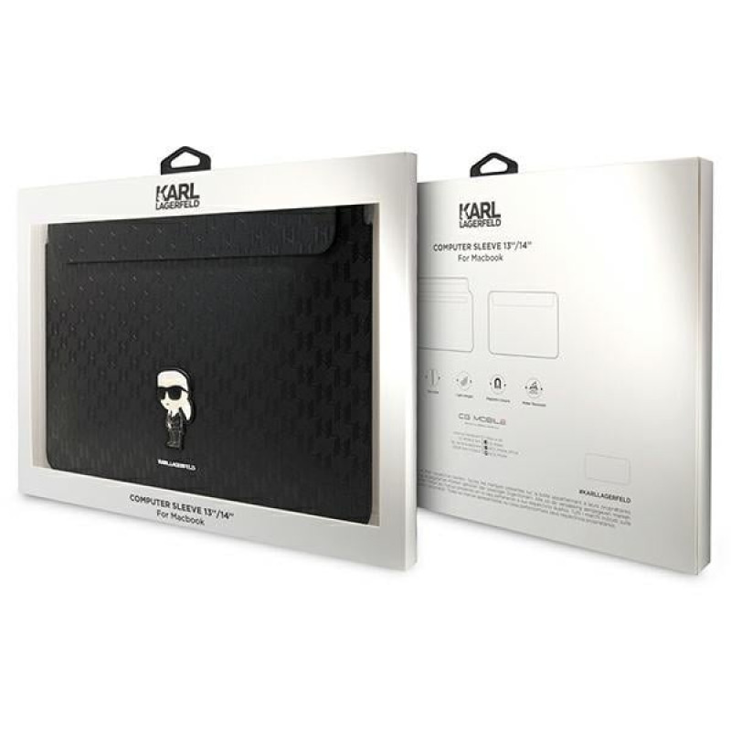 Karl Lagerfeld KLCS14SAKHPKK Etui na laptopa 14", czarny, Saffiano Monogram Ikonik