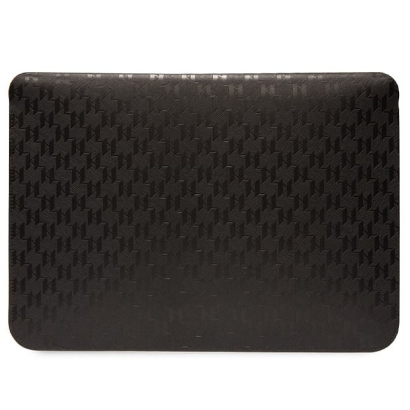 Etui na laptopa Karl Lagerfeld KLCS14SAKHPCK na 14 cali, czarne, Saffiano Monogram Choupette