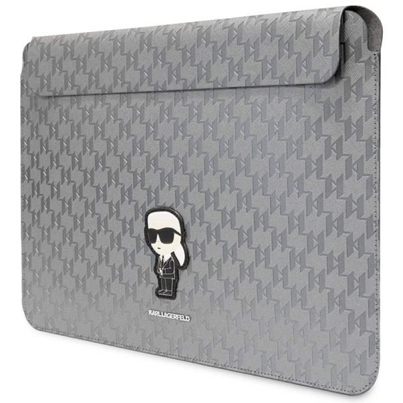 Karl Lagerfeld KLCS14SAKHPKG Etui na laptopa 14", srebrne, Saffiano Monogram Ikonik