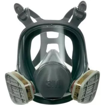3M 6800 Półmaska pełnotwarzowa wielokrotnego użytku, rozmiar M, silikon, soczewka poliwęglanowa, złącze filtru bagnetowe, szaro/czarny