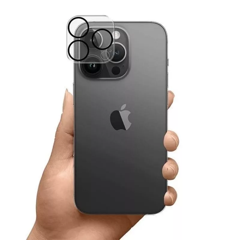 3MK Lens Pro Full Cover Szkło hartowane do ochrony obiektywu aparatu dla iPhone 14 Pro / 14 Pro Max z aluminiową ramką i ramką montażową (1 szt., czarny)
