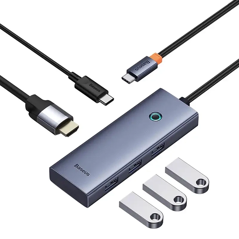 5-in-1 Hub Baseus UltraJoy Series USB-C na HDMI 4K@30Hz + 3x USB 3.0 + 1x PD (Szary)