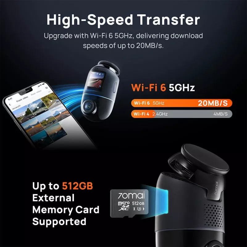 70mai Dash Cam 4K Omni X800 Czarny