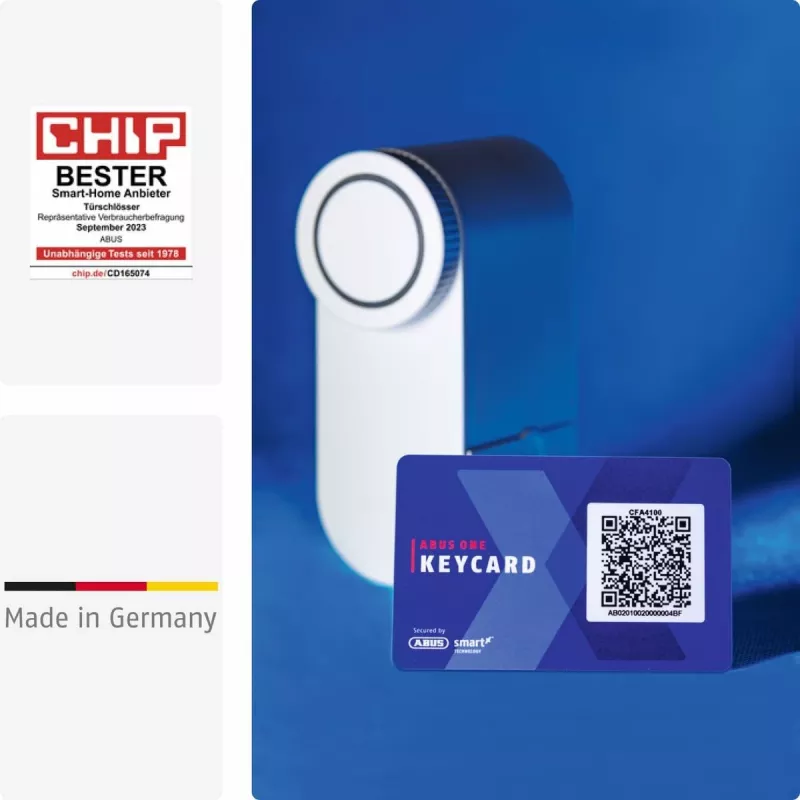 ABUS ABLO10000W Bezprzewodowy Siłownik Zamka Drzwiowego – Montowany Powierzchniowo do Zamków Wkładkowych Europrofil, Biały