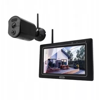 ABUS EasyLook BasicSet Bezprzewodowy System Monitoringu Wideo - 7-calowy Monitor + 1 Kamera IP66, Noktowizja na Podczerwień, 2.4 GHz
