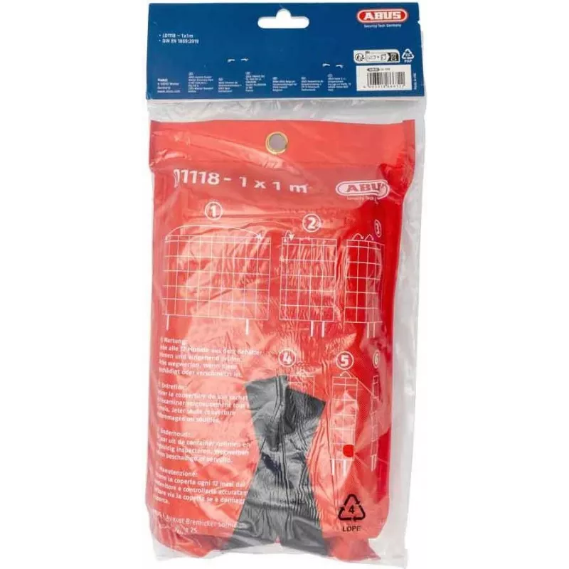 ABUS LD1118 Koc gaśniczy 100 x 100 cm Włókno szklane Czerwony DIN EN 1869:2001 86672
