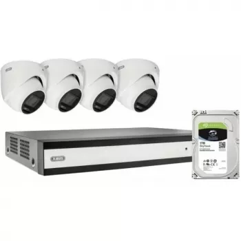 ABUS SECURITY-CENTER TVVR33843D 8-kanałowy hybrydowy rejestrator analogowy/IP z 4 kamerami kopułkowymi mini