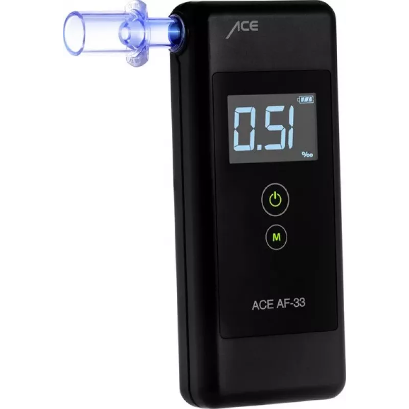 ACE OF SWEDEN AF-33 Cyfrowy tester alkoholu ciemnoszary, 0,00–5,00 ‰, wyświetlacz LCD, czujnik półprzewodnikowy, 2x AAA 107075
