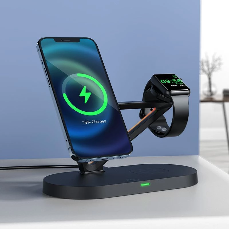 ACEFAST 15W Qi Ładowarka Bezprzewodowa do iPhone z MagSafe, Apple Watch i Apple AirPods Stojak Uchwyt Magnetyczny Czarny