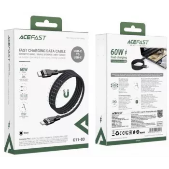 Acefast C11-03 3w1 USB-C na USB-C Kabel 100W 480Mbps 1.2m Czarny