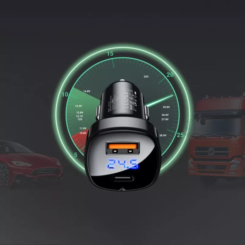 Ładowarka samochodowa ACEFAST 66W USB Type C / USB, PPS, Power Delivery, Quick Charge 4.0, AFC, FCP Czarna (B4 black)