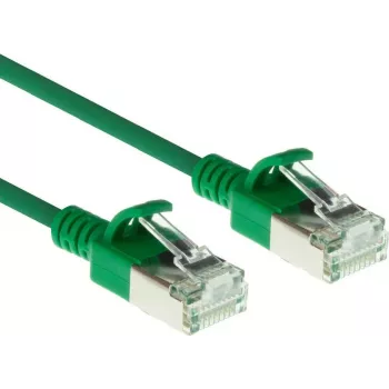 ACT Zielony kabel krosowy slimline 0,15m LSZH U/FTP CAT6A do centrów danych, bez zaczepów, ze złączami RJ45 (DC7730)