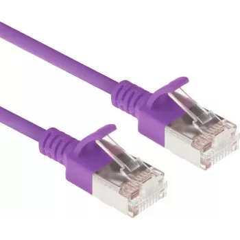 ACT Fioletowy kabel krosowy Slimline 0,25m LSZH U/FTP CAT6A do centrów danych z zatrzaskiem i złączami RJ45 (DC7352)