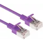 ACT Fioletowy kabel krosowy Slimline 0,25m LSZH U/FTP CAT6A do centrów danych z zatrzaskiem i złączami RJ45 (DC7352)