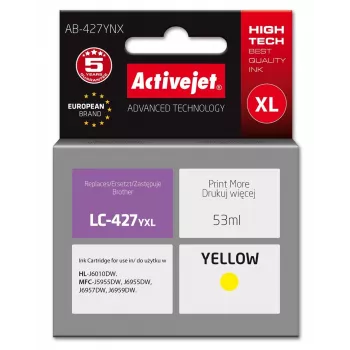 Activejet AB-427YNX Brother Tusz do drukarki, Zamiennik Brother LC-427YXL, Supreme, 53 ml, Żółty
