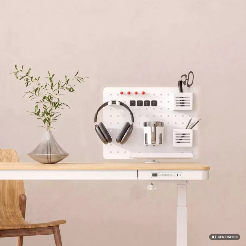 Activejet APB-002W Obrotowa perforowana tablica organizer na biurko, szary i biały
