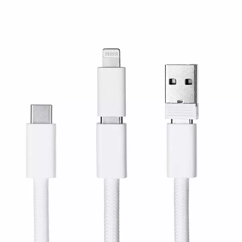 Activejet Lanyard with 3-in-1 Charging Cable, White