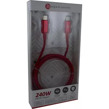 ADAM ELEMENTS Adam Cotton kabel USB-C do USB-C 240W 1,2m czerwony (ACBADP120RD)