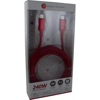 ADAM ELEMENTS Adam Cotton kabel USB-C do USB-C 240W 2m czerwony (ACBADP200RD)