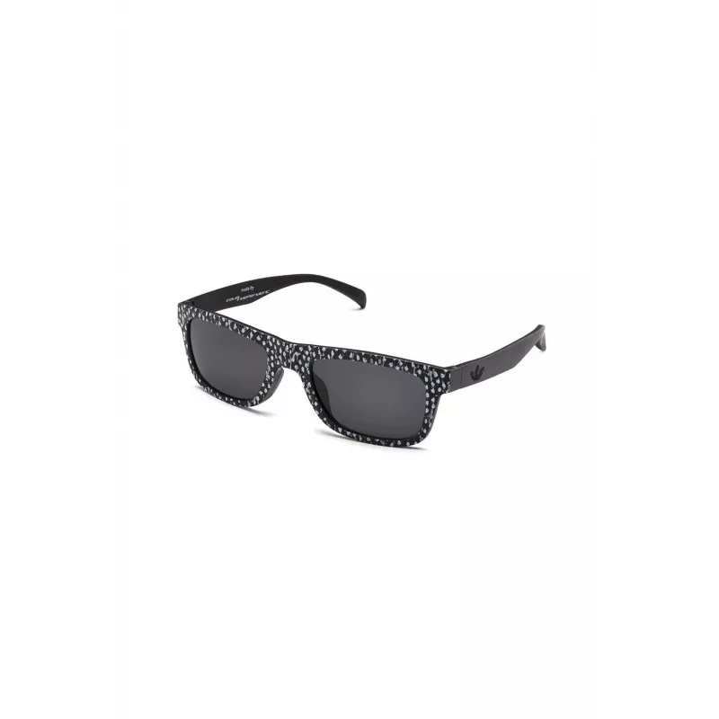 Adidas AOR005-TFS009 Męskie okulary przeciwsłoneczne prostokątne - czarna oprawka acetatowa, szare soczewki poliwęglanowe, 54/21/140 mm