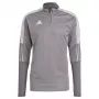 adidas Tiro 21 Top treningowy szary Four GH7301 Męski slim fit zamek ćwierć długi rękaw AEROREADY poliester z recyklingu