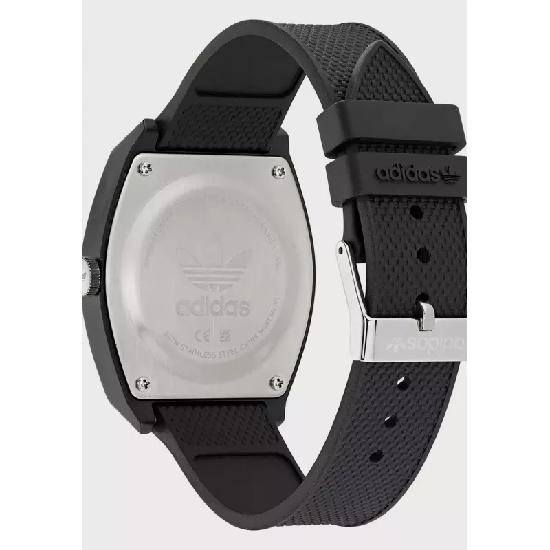 Zegarek damski Adidas AOST22038 38mm Koperta ze stali nierdzewnej Czarny pasek silikonowy Zegarek analogowy kwarcowy